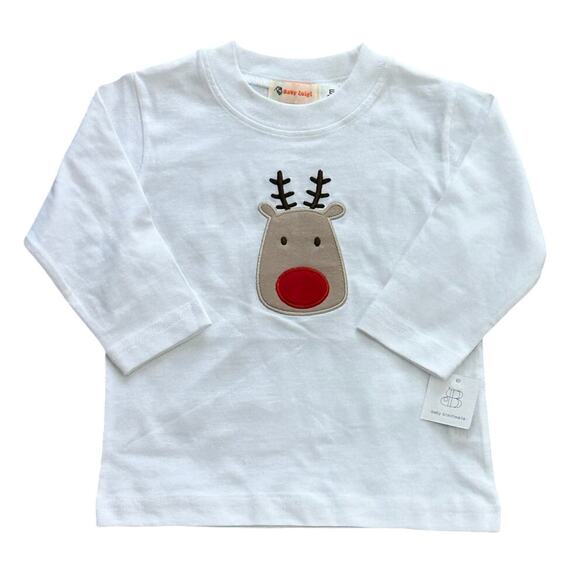 Baby Luigi Reindeer Applique Long Sleeve T-shirt 12m NWT - Picture 1 of 6
